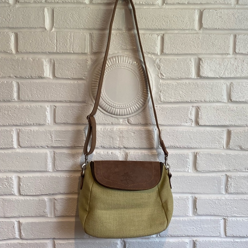 Tommy Bahama bag purse woven jute and suede leather with adjustable cotton strap